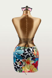 Contrast Color Print Sling Mini Dress YWXS K25L1395