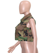 Camouflage Print Lapel Sleeveless Vest SH 390511