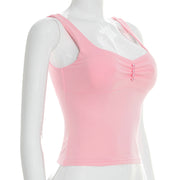 Solid Color Ruched Sleeveless Tank Tops GSBW J26TP056