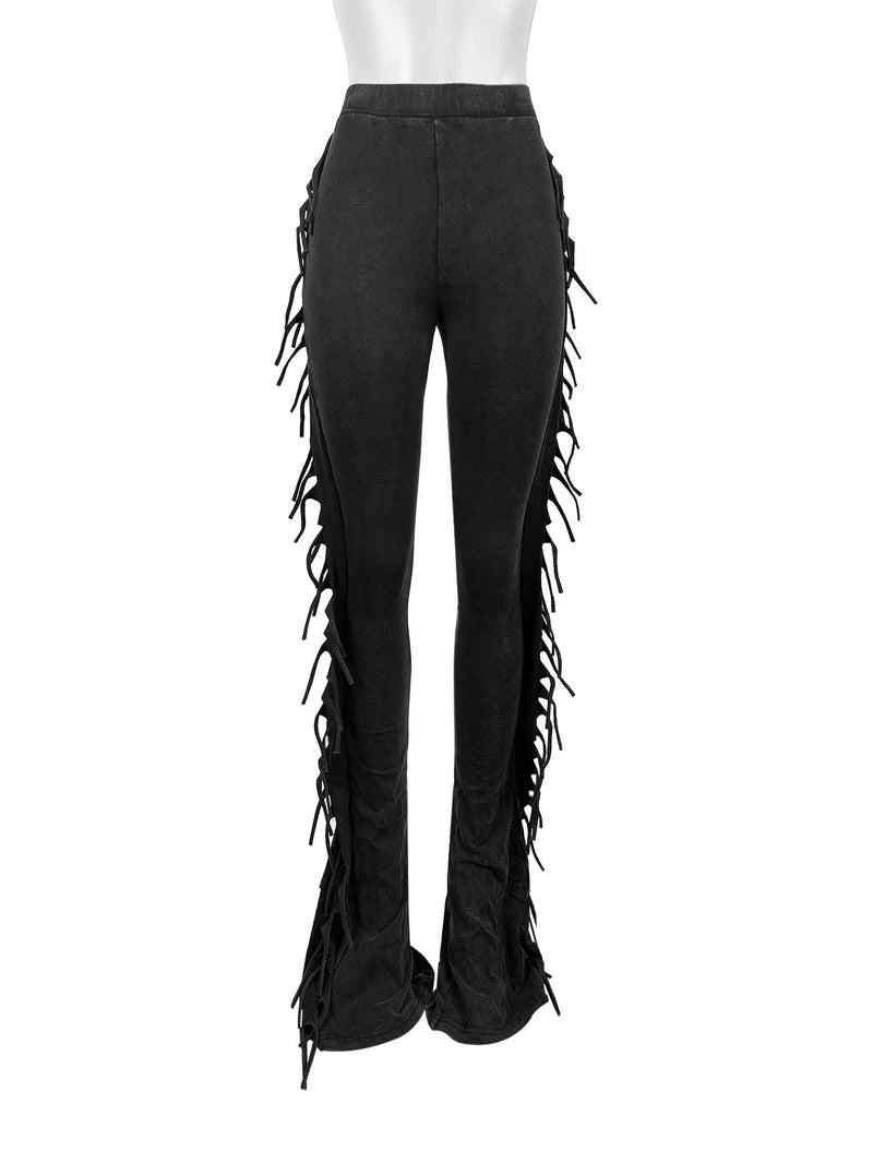 Tassel Solid Color Micro Flare Jeans XMCS CS20247242048