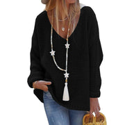 V Neck Long Sleeve Knit Sweater GBLH 156