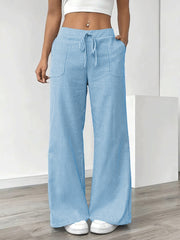 Solid Color Stripe Loose Wide Leg Pants GCNF 5798