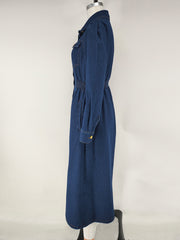 Long Sleeve Lapel Denim Maxi Dress GDAM 218785