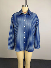 Stripe Long Sleeve Loose Shirt GCNE 75184