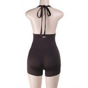 Sleeveless Backless Halterneck Romper FL XY25453PFO