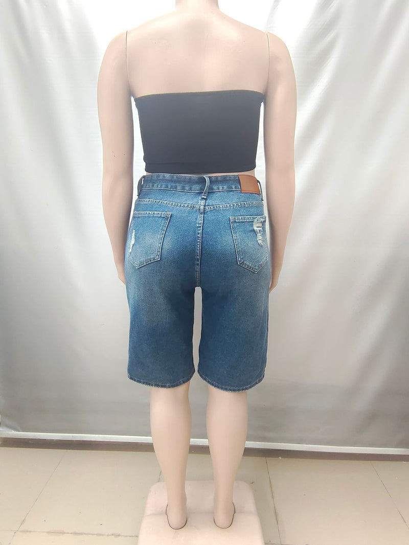 Holes High Waist Denim Shorts GAKF 60706