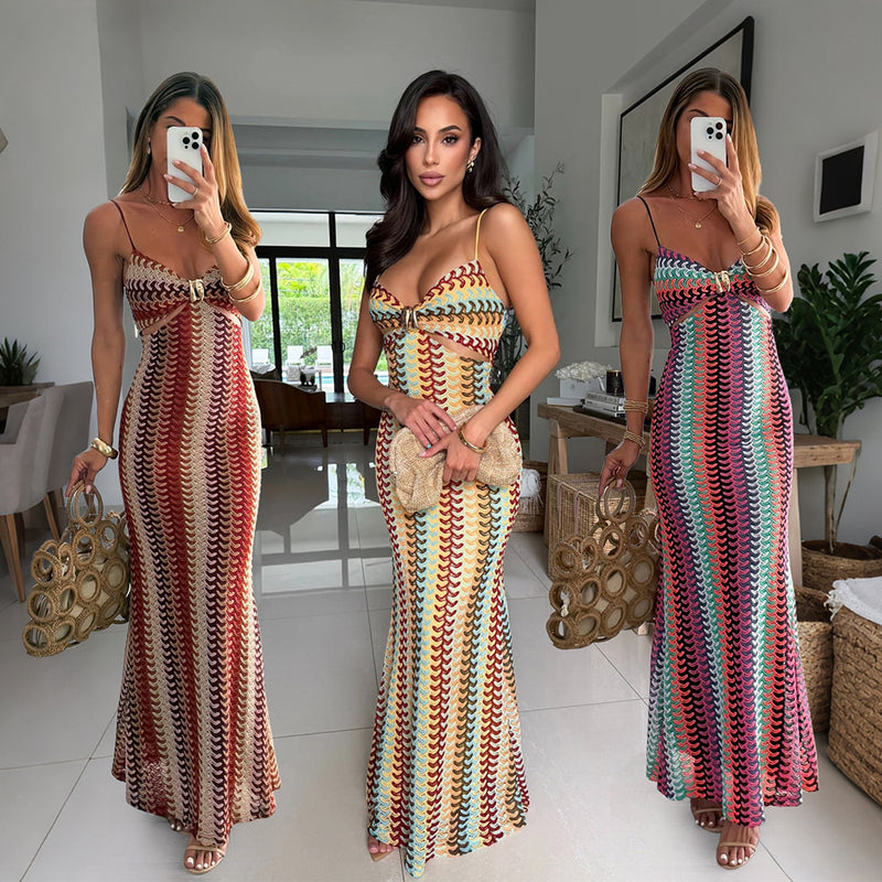 Sexy Printed Spaghetti Strap Maxi Dress CYA 902494