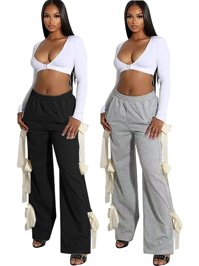 Fashion Tie Bow Solid Color Pants OD 8743