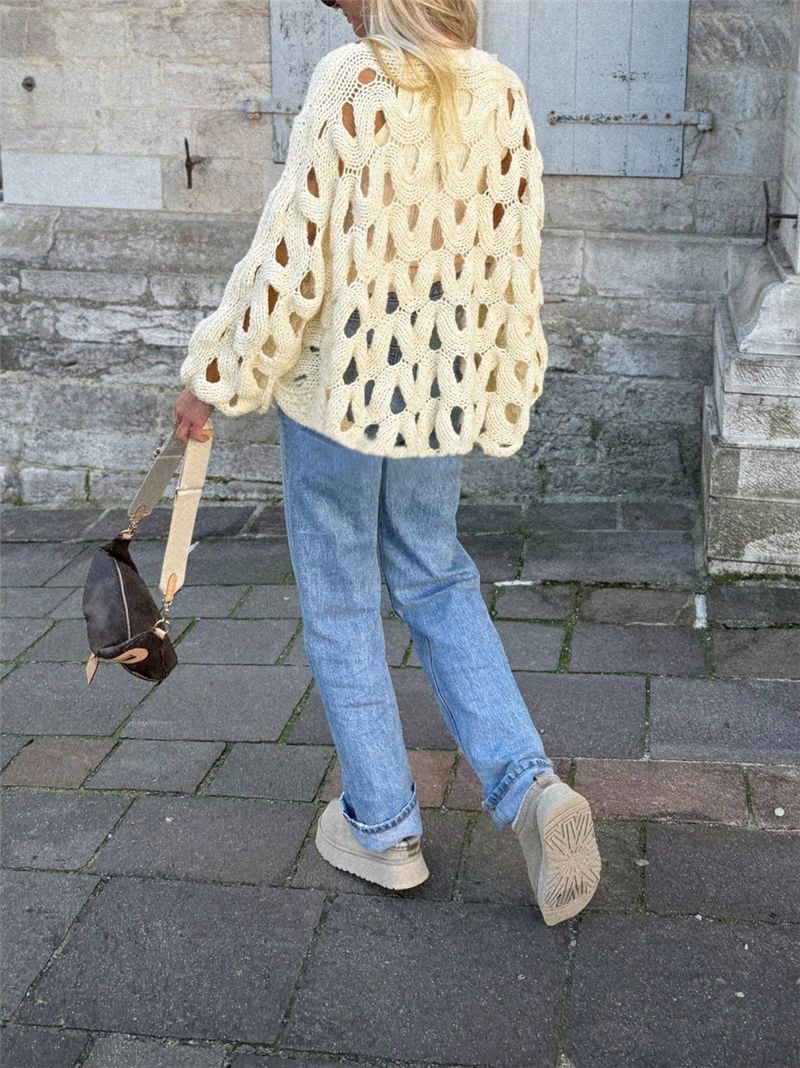 Hollow Out Long Sleeve Sweater GZYF 1195