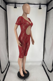 Lace U Neck Hollow Out Romper FOSF 8808