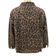 Leopard Print Long Sleeve Denim Coats GSMF ZZP89263