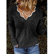 Plus Size V Neck Knits Long Sleeve Sweater GBLH 1910