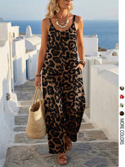 Print Off Shoulder Loose Wide Leg Jumpsuit GSRX 748