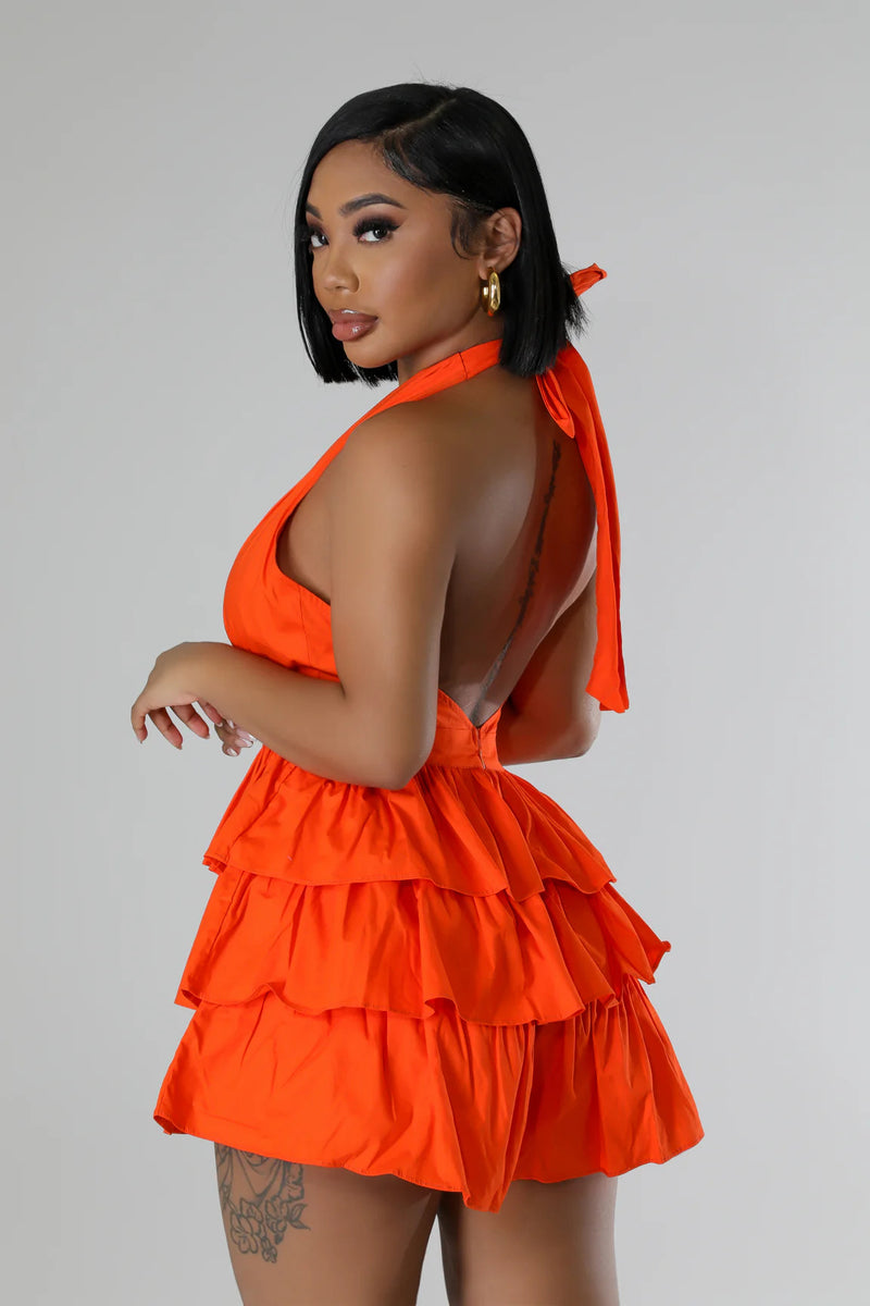 Plus Size Halterneck V Neck Ruffles Romper GHXF HX0436