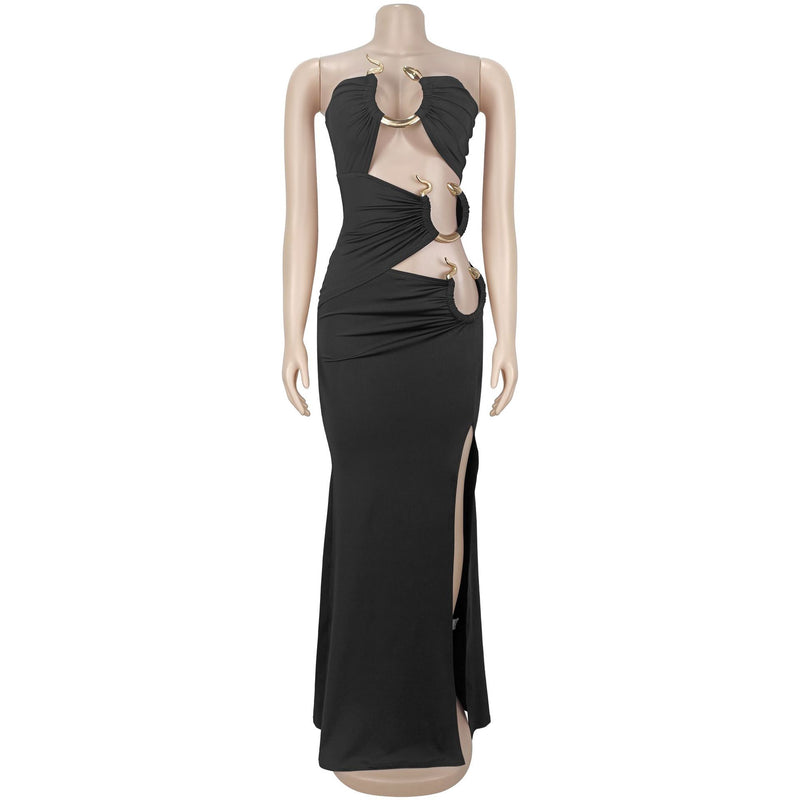 Solid Color Hollow Out Tube Top Dess BY 7760