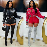 PU Leather Embroidered Fashion Baseball Jacket YNSF 8015