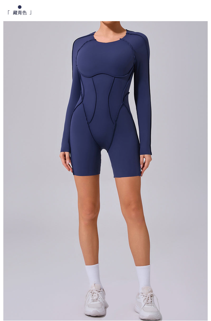 Long Sleeve Patchwork Sport Romper GQSA 24102
