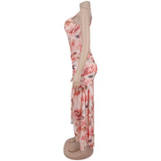 Floral Print Halterneck Mesh Evening Dress BY 7753
