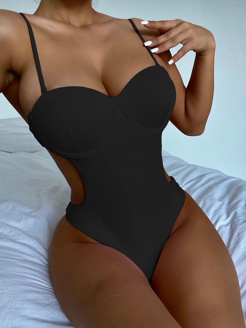 Solid Underwired Bikini One Piece Swimsuit CASF 6264