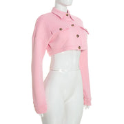 Lapel Long Sleeve Short Coats GDSF D26TP354