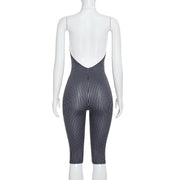 Stripe Printed Backless Seventh Jumpsuit MXBF J26JP347