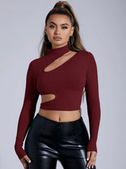 Solid Color Hollow Out T Shirt GYSQ CTDJ1840