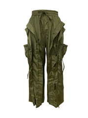 Solid Color Ruffles Patchwork Wide Leg Pants LSD 2720