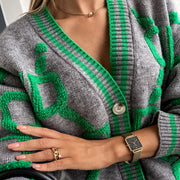 Long Sleeve V Neck Knits Print Coat YMZY 509