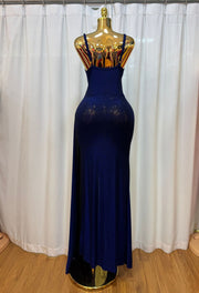 Sling V Neck Ruched Maxi Dress GMYU 8830