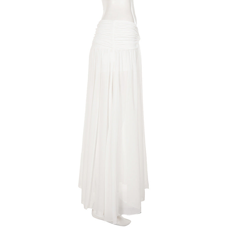 Chiffon Split Solid Color Long Skirt GPKJ MR49148