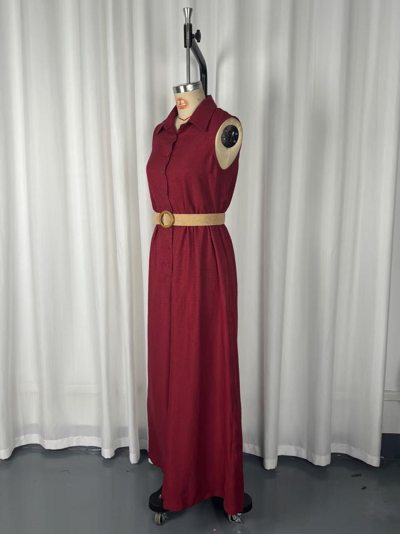 Solid Color Sleeveless Wide Leg Jumpsuit With Belt GWDS 260504
