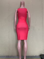 Contrast Color Sleeveless Bodycon Dress ORY 5235