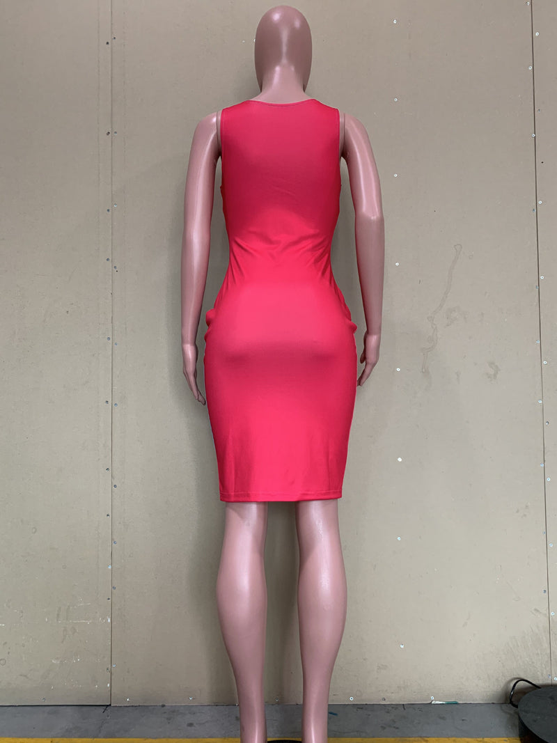 Contrast Color Sleeveless Bodycon Dress ORY 5235