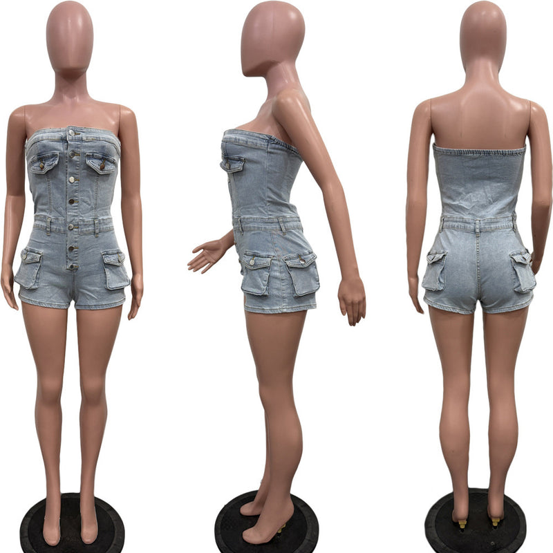 Fashion Denim Tube Tops Romper BGN 362