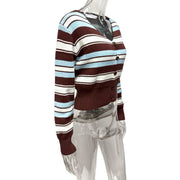 V Neck Contrast Color Knits Coats GQNF Y00280CM