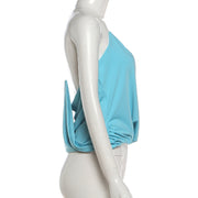 Solid Color V Neck Backless T Shirt GYME K6L06899A