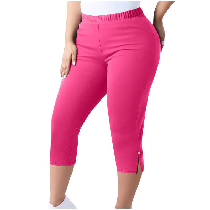 Plus Size Solid Color Split Seventh Pants GYZY 66811