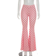 Polka Dot Print Flare Pants GSZM Q26PT084