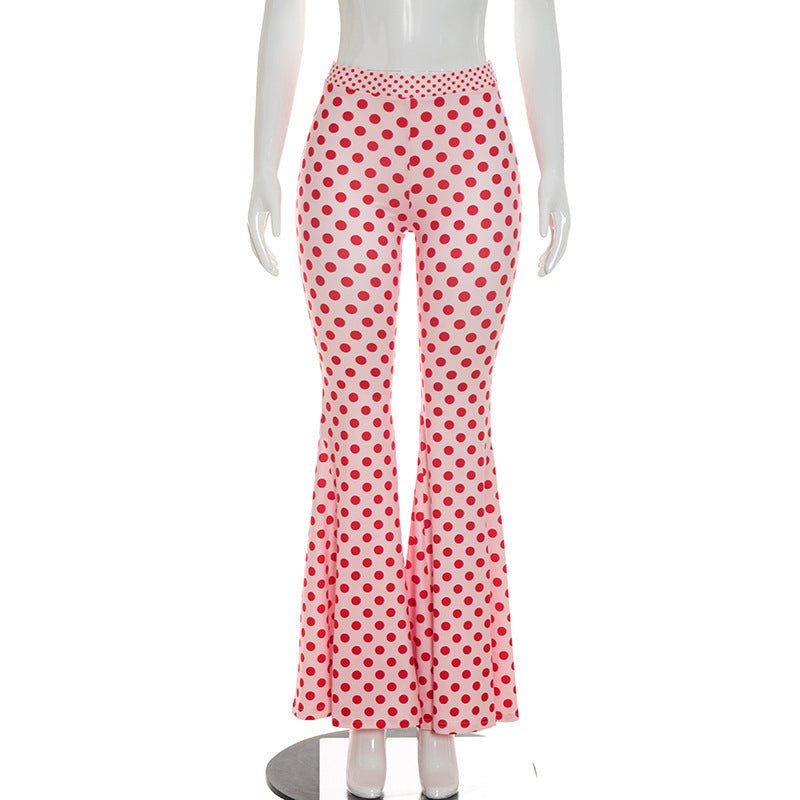 Polka Dot Print Flare Pants GSZM Q26PT084