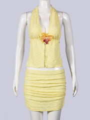 Halterneck Backless Tank Top Two Piece Skirt Set GNZD 11906DBM