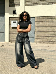 Plus Size Splashing Ink Straight Jeans GYLN 6850