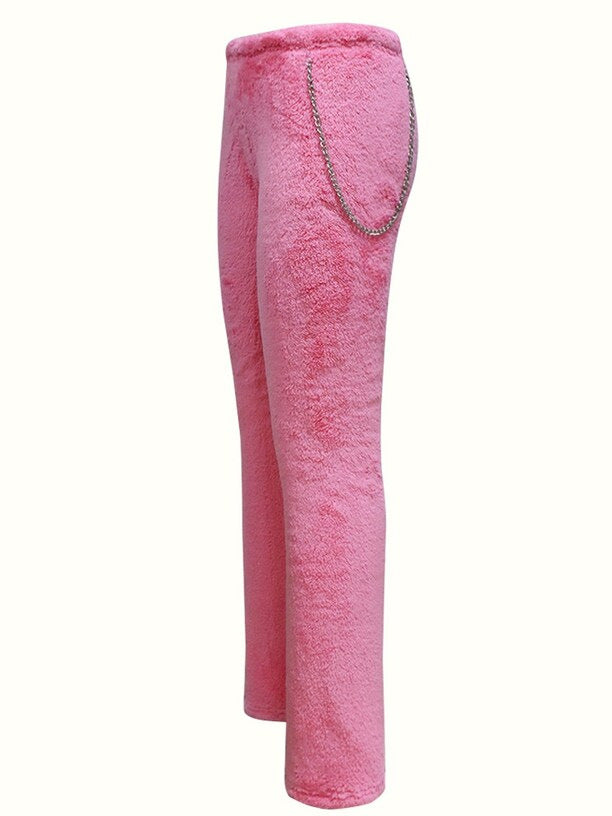 Solid Color Plush Tight Flare Pants GXHF X1126821