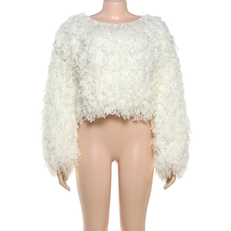 Solid Color Long Sleeve Tassel Tops Coats GZJQ W25L84137