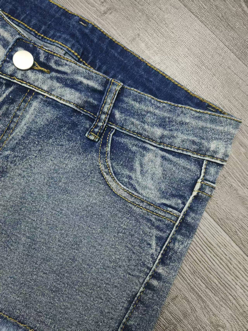 Hot Drill Contrast Color Denim Short GQLF 5800