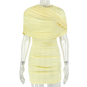 Solid Color Ruched Mini Dress GJYO JD305276
