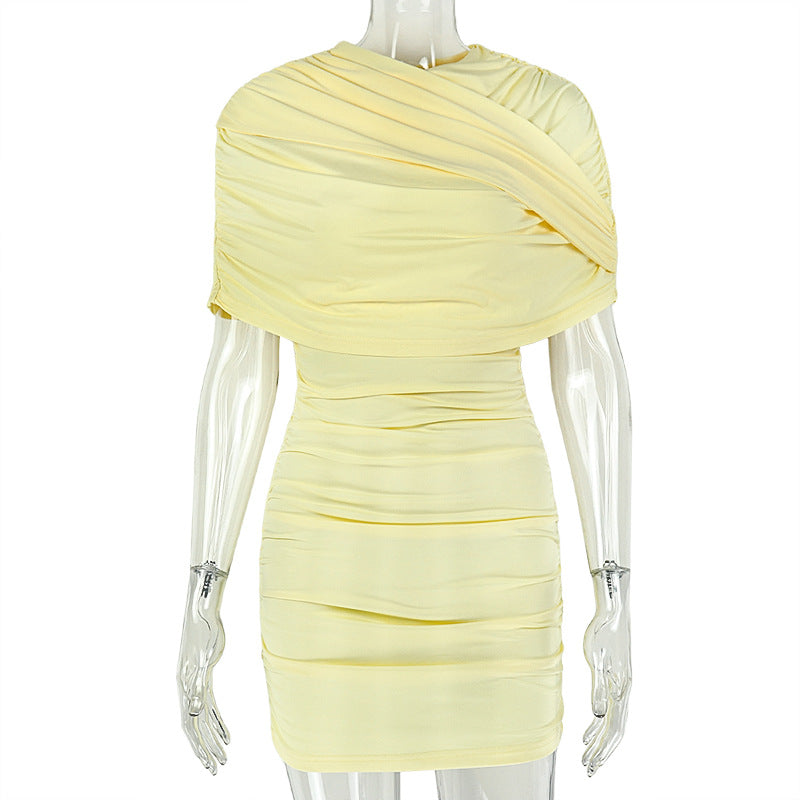 Solid Color Ruched Mini Dress GJYO JD305276