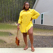 Plus Size Solid Color Long Sleeve Shirt BMF 0303