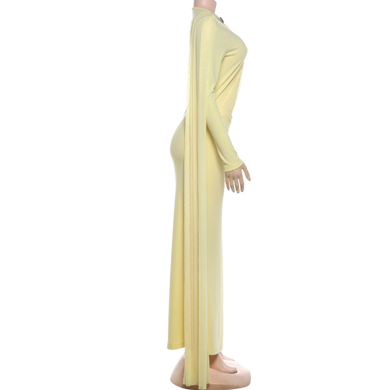 Solid Color Long Sleeve Ruched Maxi Dress DLSF K6D15241A
