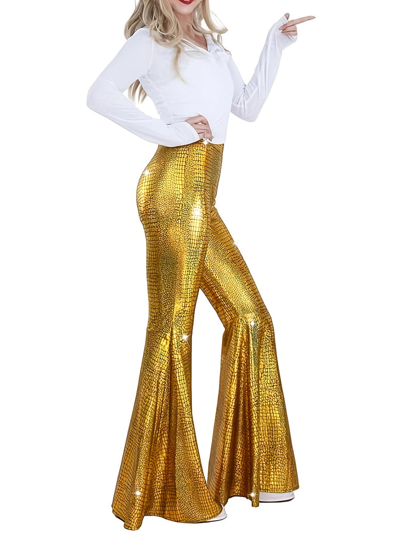 Hot Stamping Snakeskin Print Flared Pants GFMA 25069