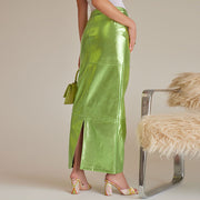 Solid High Waist Split Long Skirt GBTF 7662SG
